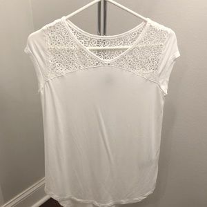 Girls White Laced-top Shirt